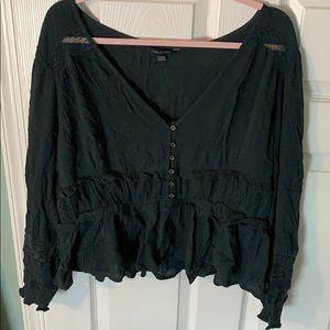 American eagle navy green top